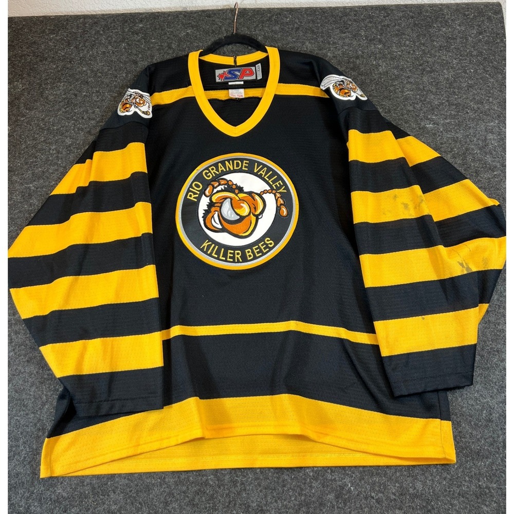 SP Rio Grande Valley Killer Bees Hockey Jersey Mens XL Black Yellow CHL Vintage